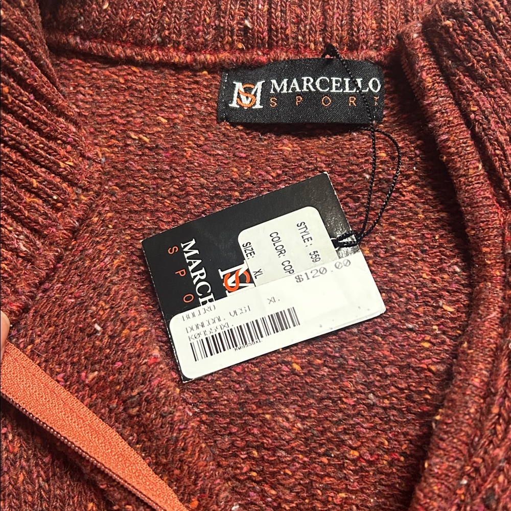 Marcello Sport Men's XL Quarter Zip Golf Vest NWT Orange Rust